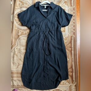 a new day Black Linen Midi Dress, Size M
